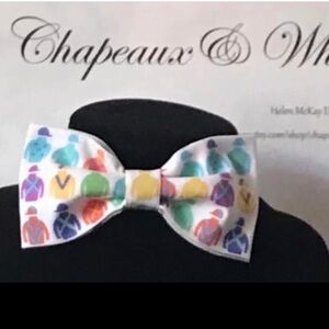 Adult Multicolor Jockey Print Bow Tie - White Background